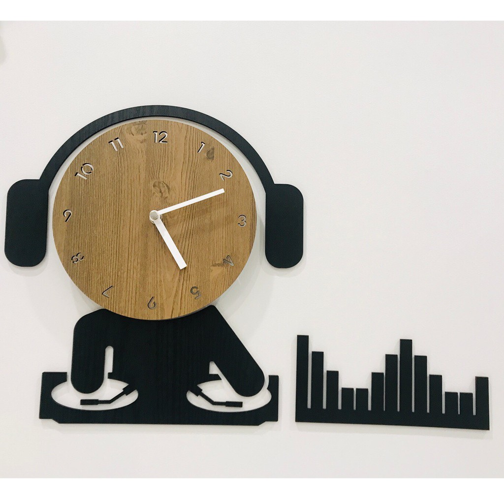 [Design by Moro Hàn Quốc] Đồng hồ treo tường, đồng hồ trang trí, decor trang trí nhà cửa hình DJ - Music wall clock