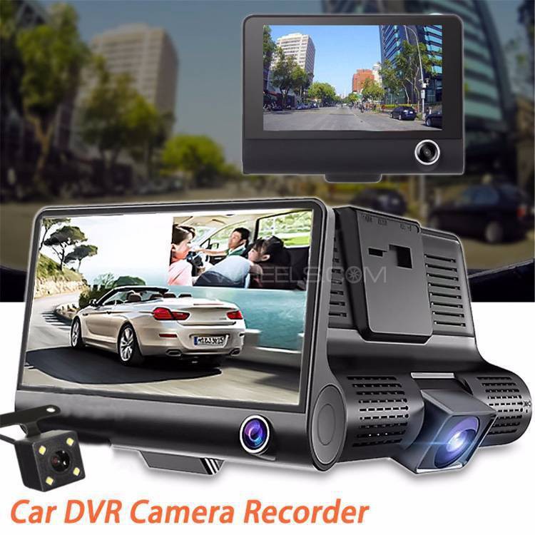 Camera hành trình ô tô 3 mắt camera, màn hình 4 inh full HD, ghi hình đa chiều, có chế độ ghi đè, hỗ trợ lùi xe