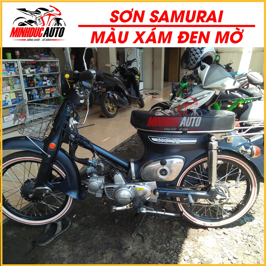 Sơn Samurai màu xám đen mờ Y9494 - chai sơn xịt cao cấp nhập khẩu từ Malaysia.