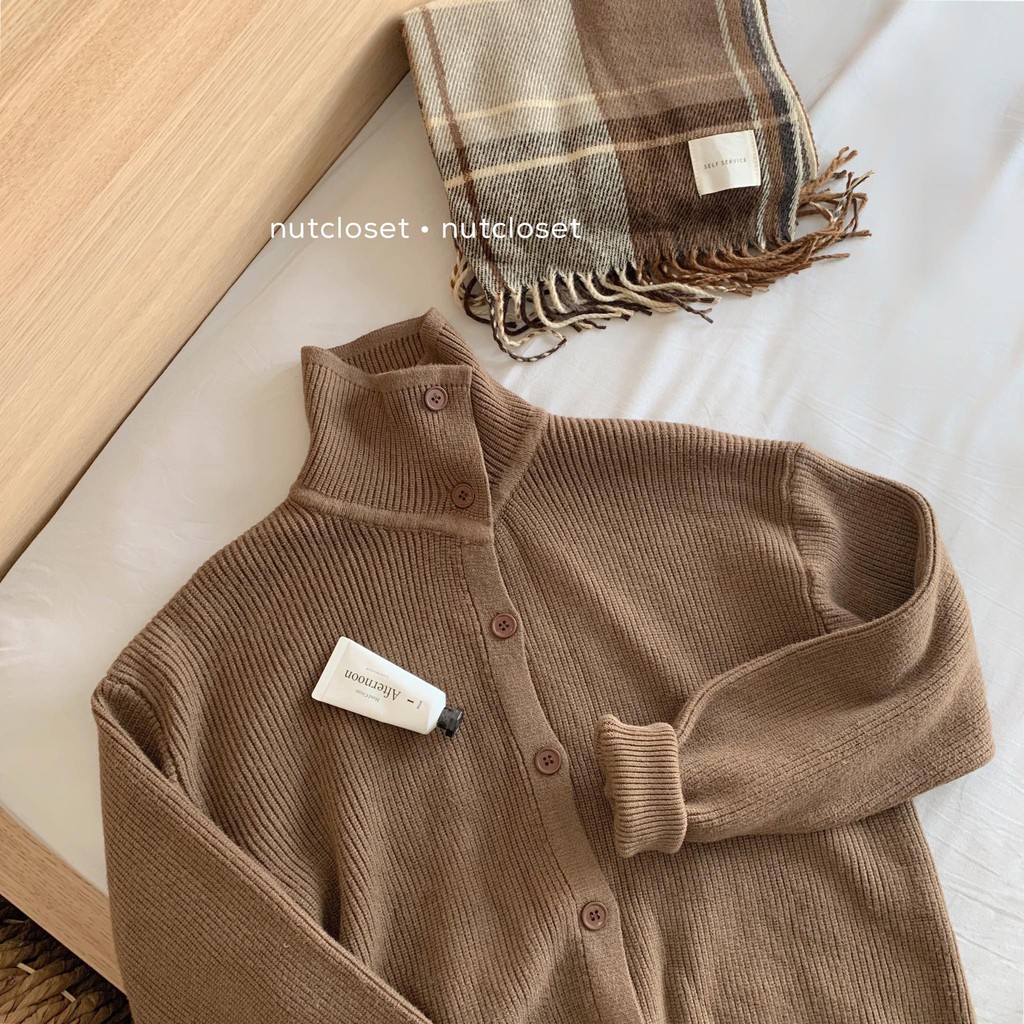 A0064 _Áo cardigan len cổ bẻ vân dọc | BigBuy360 - bigbuy360.vn