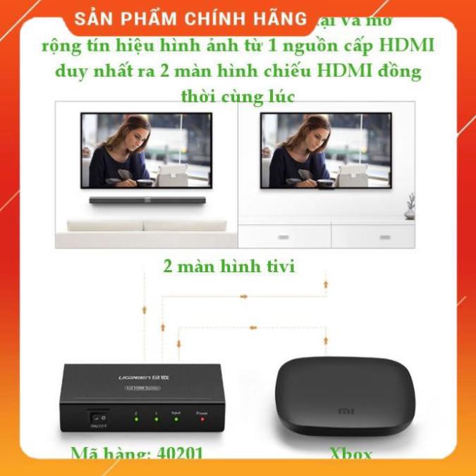 [CHÍNH HÃNG] Bộ chia HDMI 1 ra 2 Ugreen 40201 hỗ trợ 1.4v, 3D chất lượng cao