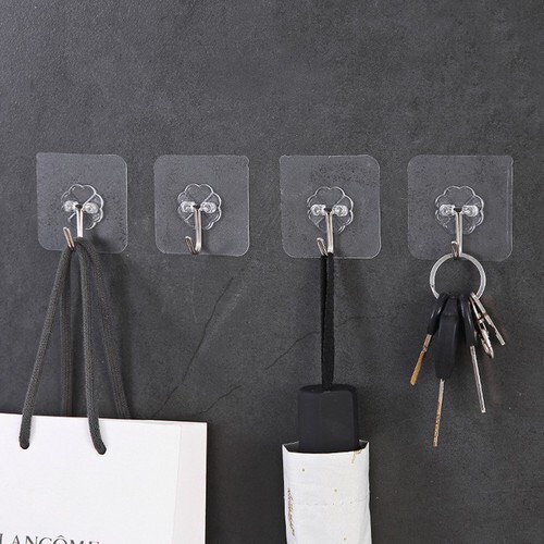 Combo 10 Móc Dán Tường Siêu Dính Trong Suốt Chịu Lực Treo Tường Treo Đồ Dùng Chắc Chắn