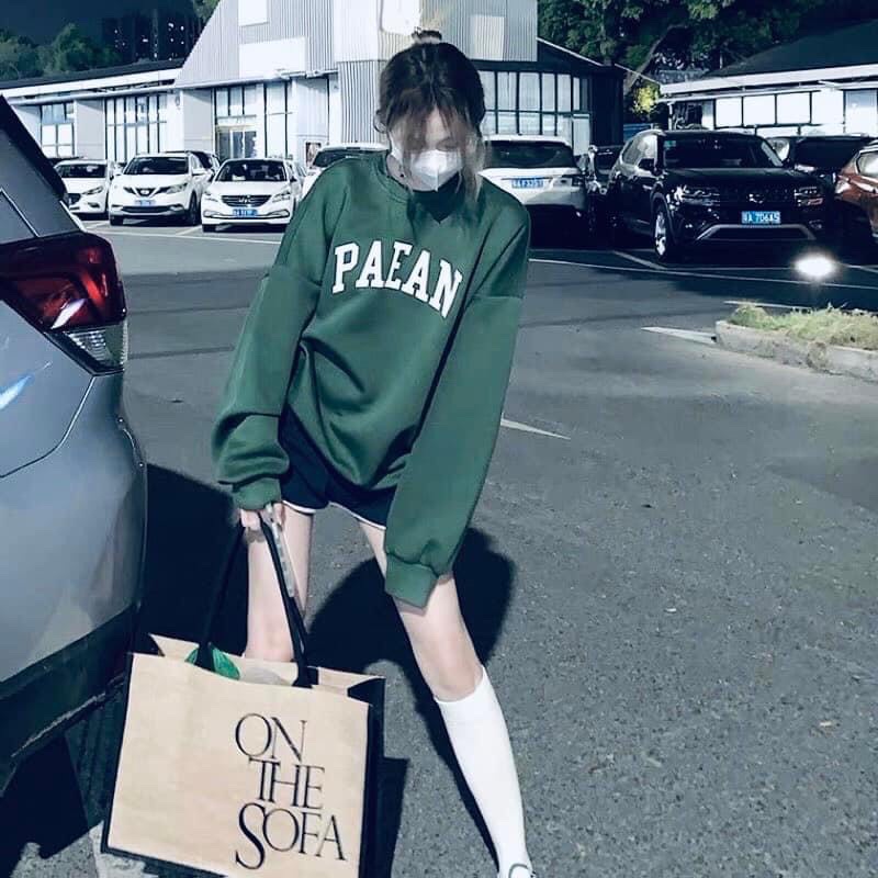 Áo Swt PAEAN Chất Nỉ Lót Bông Dáng Thụng Tay Bồng