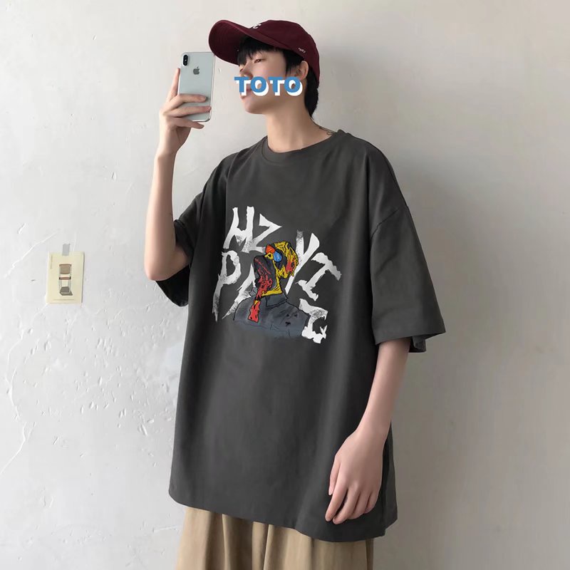 Áo Thun Dáng Rộng In Chữ Phong Cách Hàn Quốc Thời Trang Mùa Hè Cho Nam / Size M-8XL