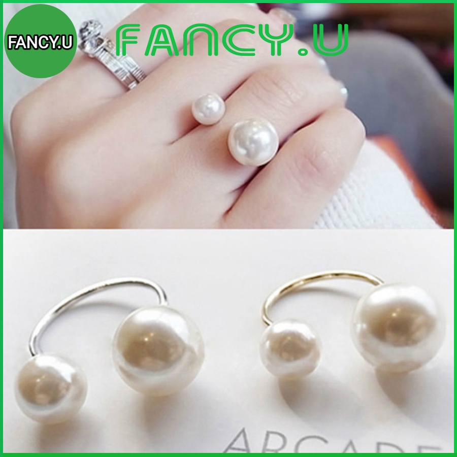 Nhẫn Đeo Tay Nữ Nhẫn 2 Hạt Ngọc Trai Nhân Tạo Kiểu Hở Vô Cùng Độc Đáo Dễ Thương Thời Trang Mới Lạ NA-06