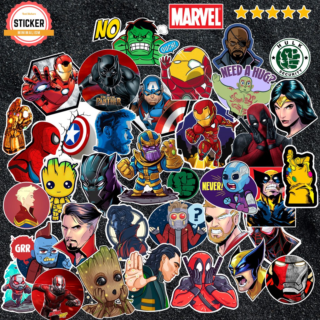 Sticker Marvel DC Comics chống nước sticker dán laptop, điện thoại, đàn guitar, mũ bảo hiểm, vali, xe máy