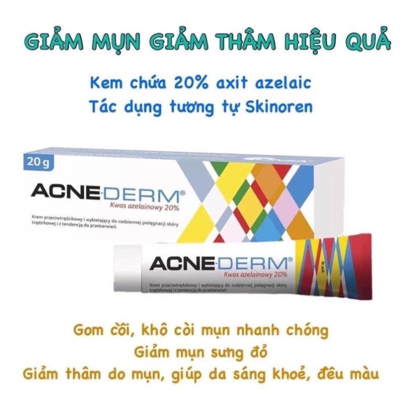 [Chính Hãng] Kem Giảm Mụn Làm Trắng Da Acne Derm 20% Axit Azelaic 20g