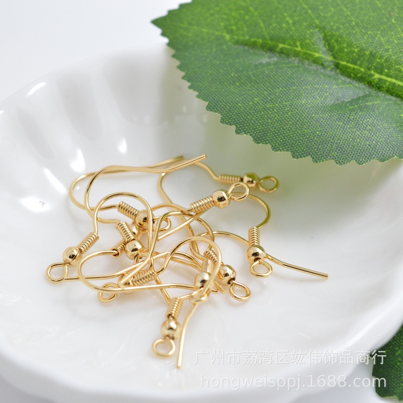 Set 100 Móc Kim Loại Mạ Vàng Bạc 18mm Phụ Kiện Làm Khuyên Tai DIY