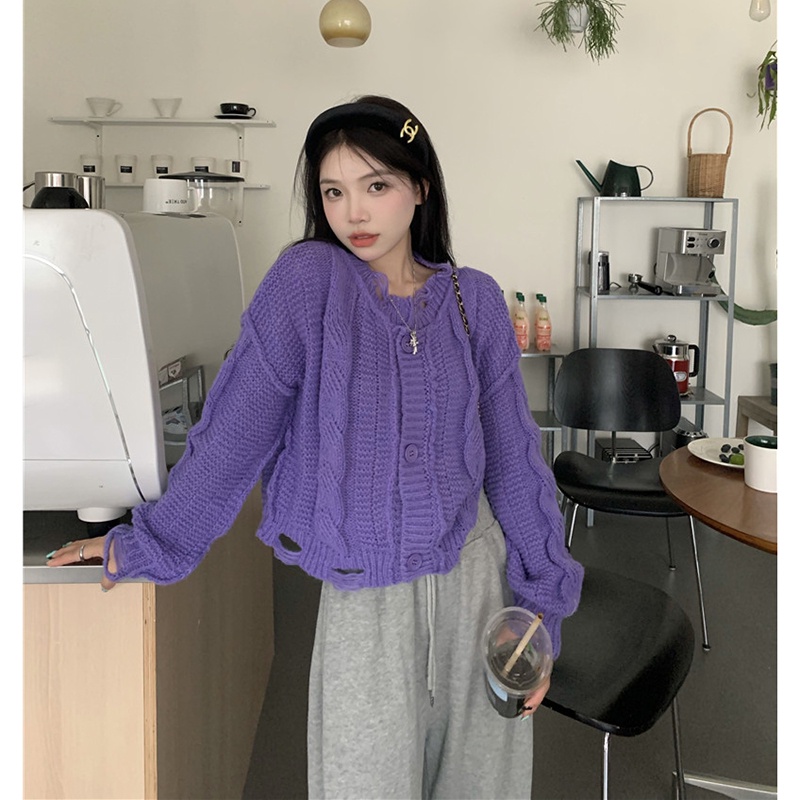 Áo Cardigan Dệt Kim Dáng Rộng Thời Trang Mùa Thu Cho Nữ