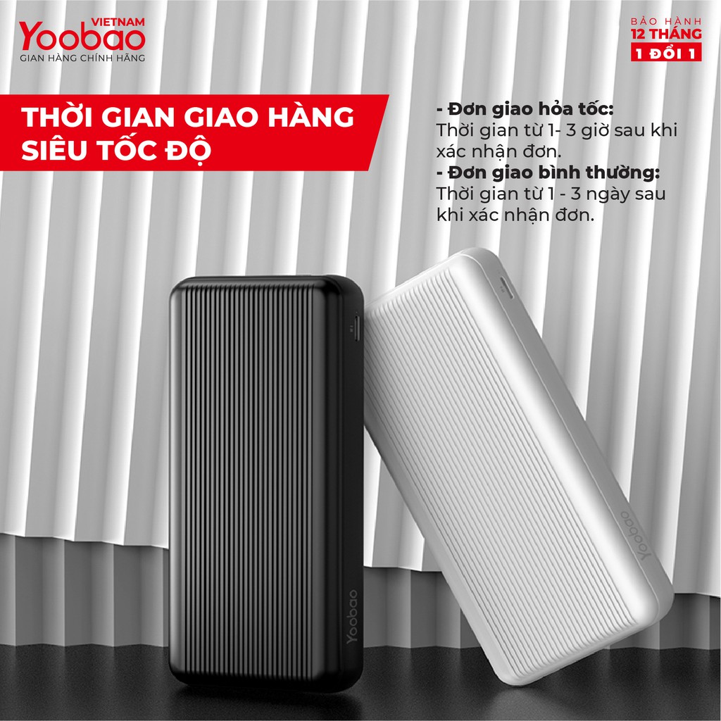 Sạc dự phòng 10000mAh Yoobao P10D Slim sạc nhanh PD Công suất 18W - Hàng chính hãng - Bảo hành 12 tháng 1 đổi 1