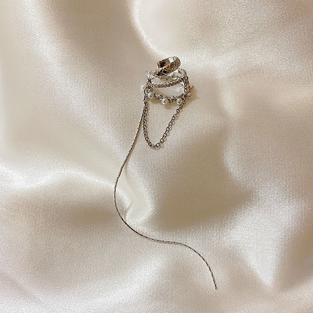 Khuyên Kẹp Vành Tai Dáng Dài Bằng Kim Loại Đính Đá Zircon / Ngọc Trai Nhiều Màu Sắc Phong Cách Hip Hop Cá Tính Cho Nữ