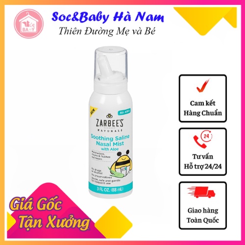Xịt mũi Zarbees cho bé từ sơ sinh - xịt mũi Lô hội Zarbees dịu nhẹ