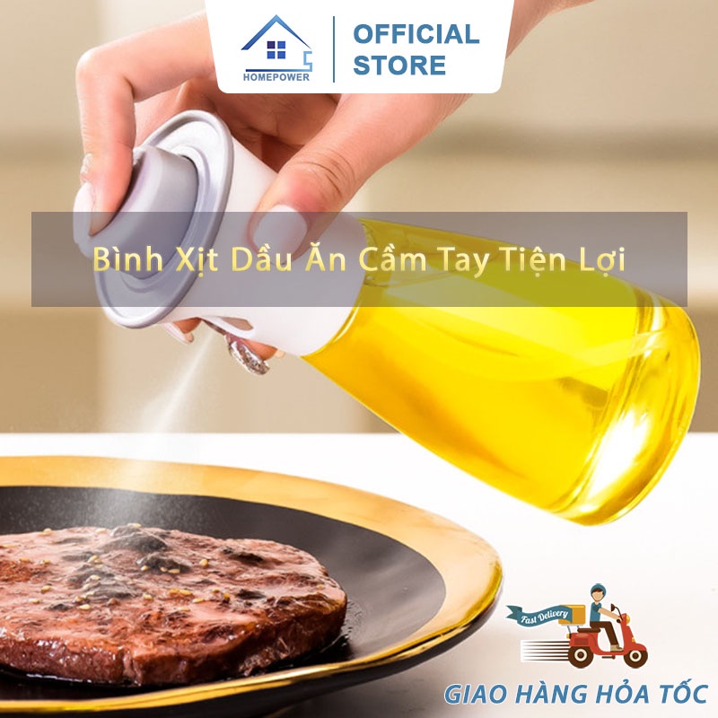 Bình Xịt Dầu Ăn, Gia Vị Thuỷ Tinh OBA Dung Tích 180ml - Xám