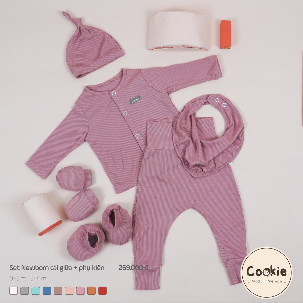 Bộ sơ sinh Cookie cạp cao cài thẳng chất vải cotton lạnh mỏng mát Made in Việt nam ( phom hơi nhỏ vì vải ôm )