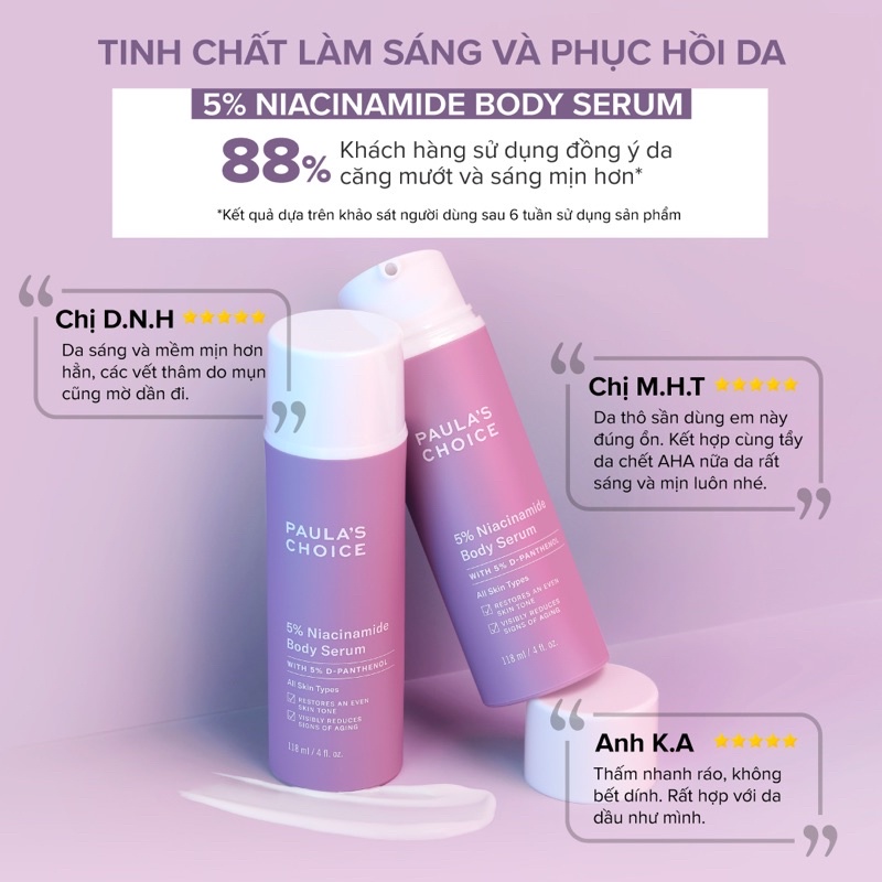 Tinh chất dưỡng thể Paula's Choice 5% Niacinamide Body Serum cho da sáng mịn (118mL)