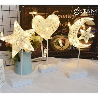 Đèn để bàn hình tim sao trang trí dùng pin số 06