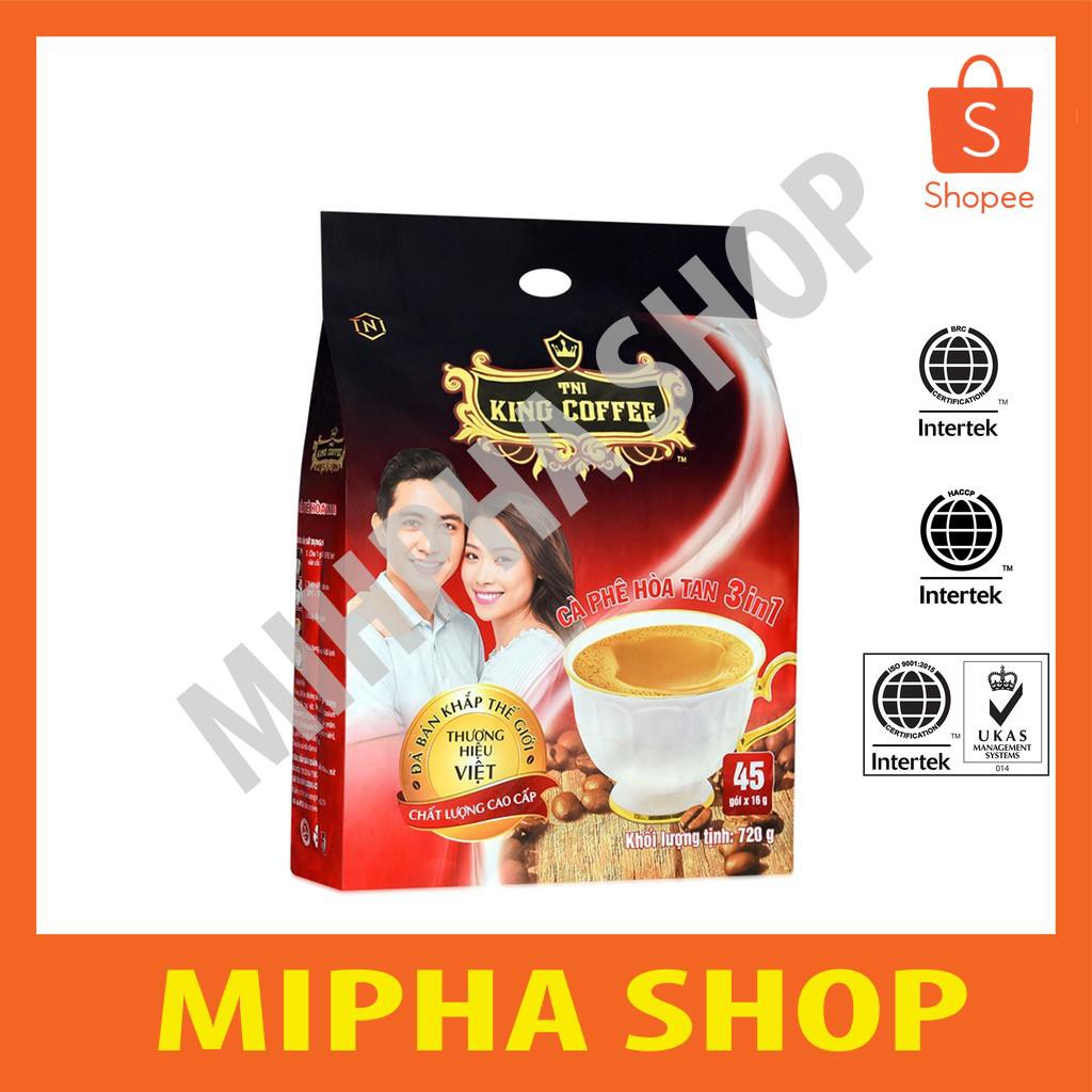 Cà Phê sữa Hòa Tan 3 IN 1 KING COFFEE - Túi 45 gói x 16g - Từ hạt café Arabica và Robusta