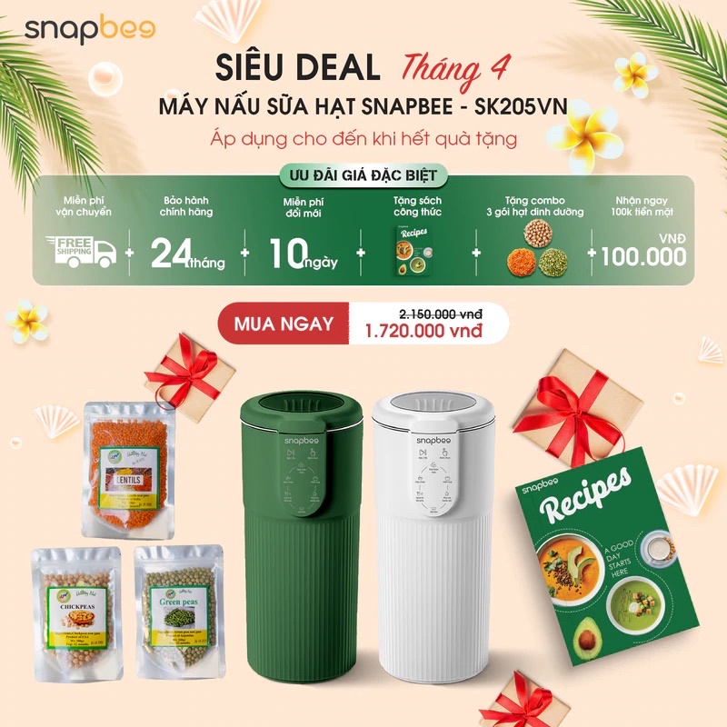 Máy Làm Sữa Hạt Snapbee Chính Hãng (BH 1 đổi 1)