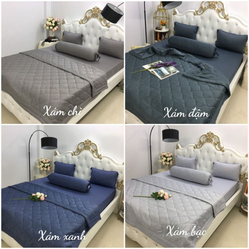 BỘ FULL MỀN DRAP THUN TRƠN ( 5 MÓN GỒM 1 DRAP+ 2 VỎ GỐI NẰM+ 1 VỎ GỐI ÔM+ 1 MỀN)