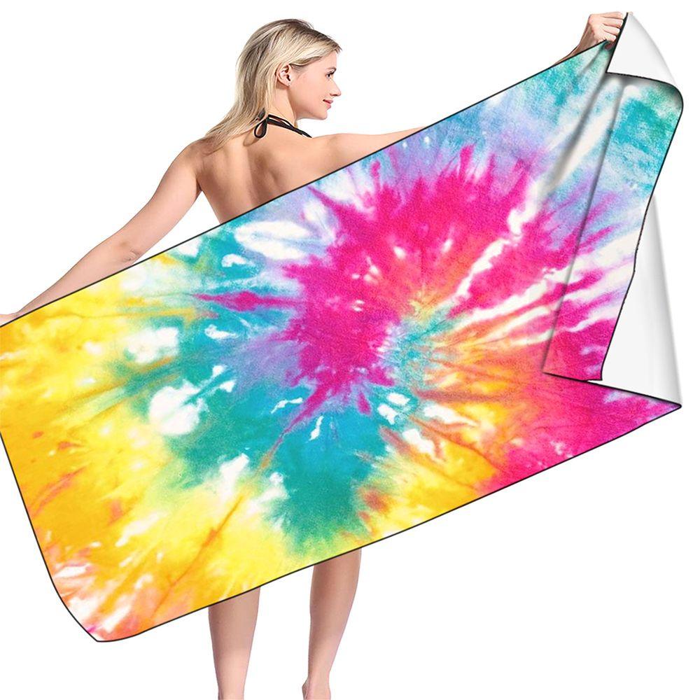 Khăn Tắm Đi Biển Sợi Nhỏ Gọn Nhẹ Thấm Hút Tốt In Họa Tiết Tie Dye