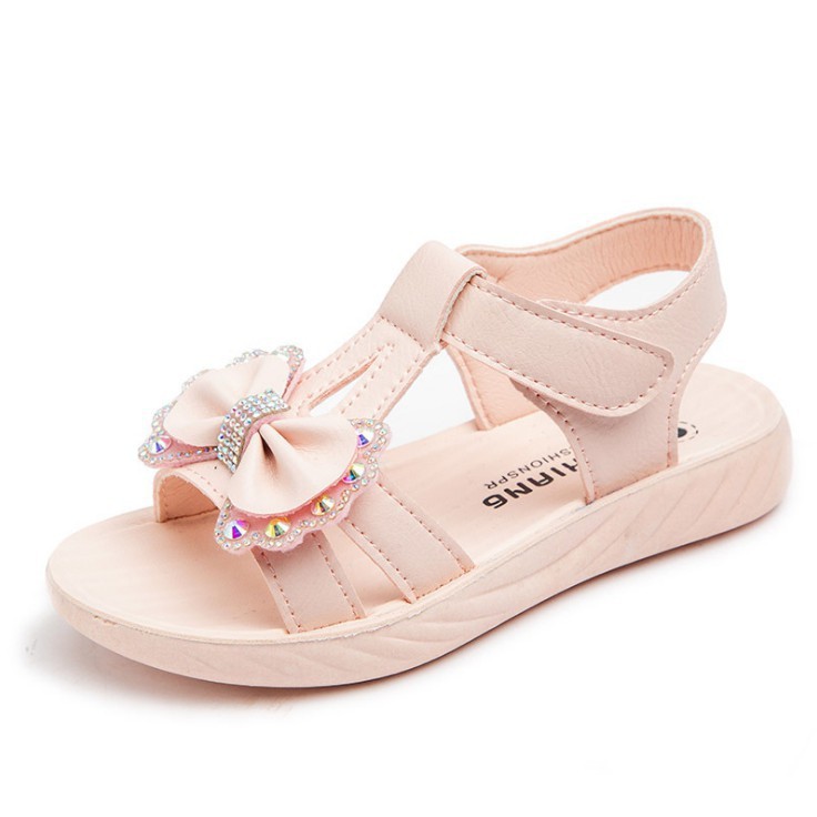 Sandal đính nơ dễ thương cho bé gái từ 3 đến 14 tuổi SS26