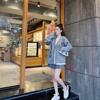 [Sói Xám] [Free ship 50k] ❤️❤️❤️- Áo khoác cadigan len xám lô gô CH12 -Vải xịn