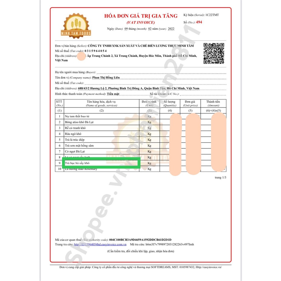 Bạc hà sấy khô  100g