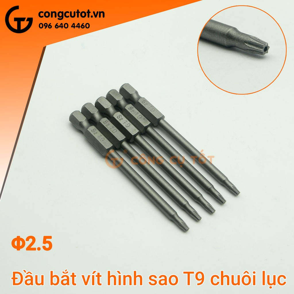 Đầu bắt vít hình sao 75mm chuôi lục