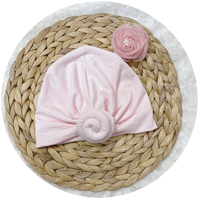 mũ turban bé gái - hồng baby( 4-8kg/ 6-12kg)
