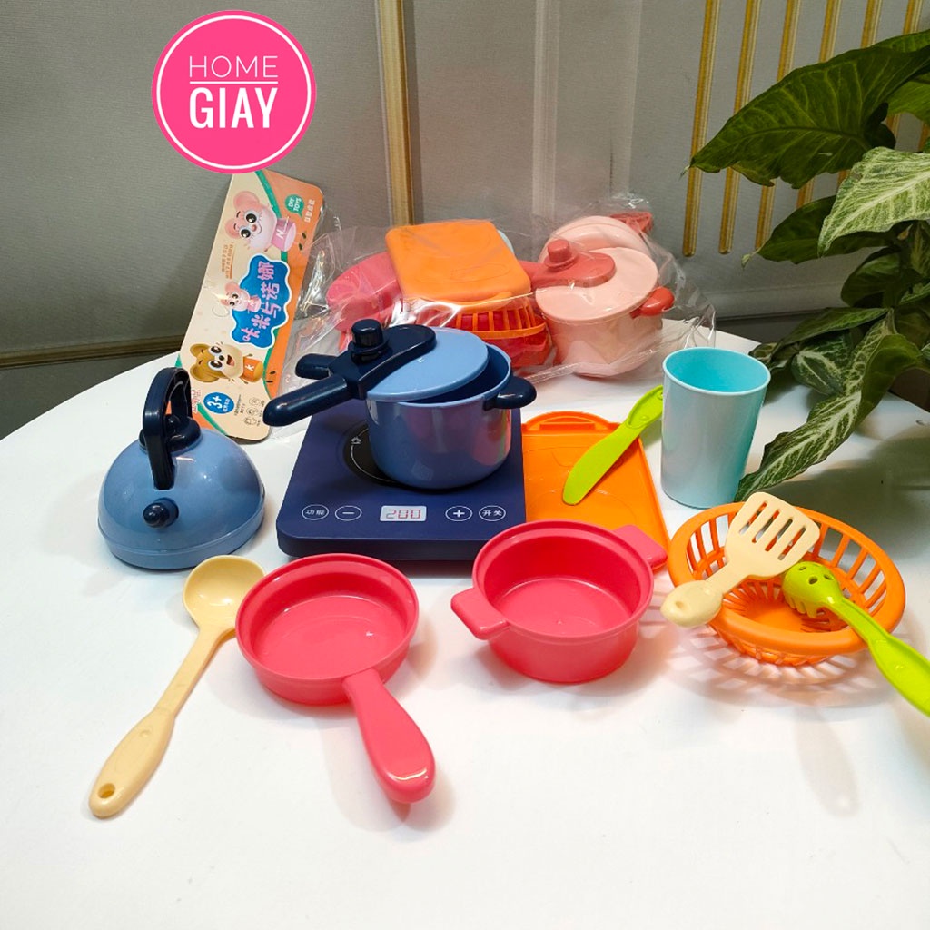 Bộ đồ chơi nấu ăn nhà bếp SHOP HOME GIAY cho bé gái nhiều chi tiết nhựa nguyên sinh an toàn