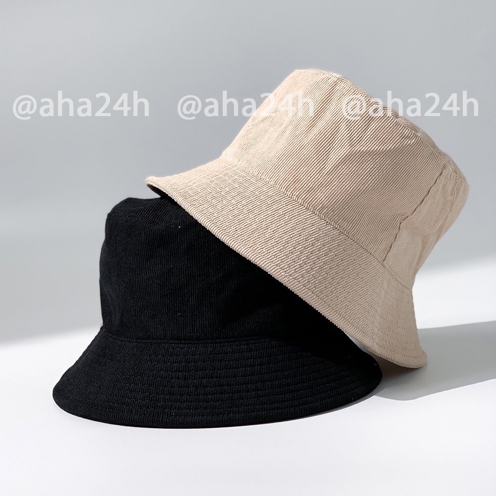 Mũ bucket nhung tăm thời trang nam nữ vành nón tai bèo tròn thời trang AH1573