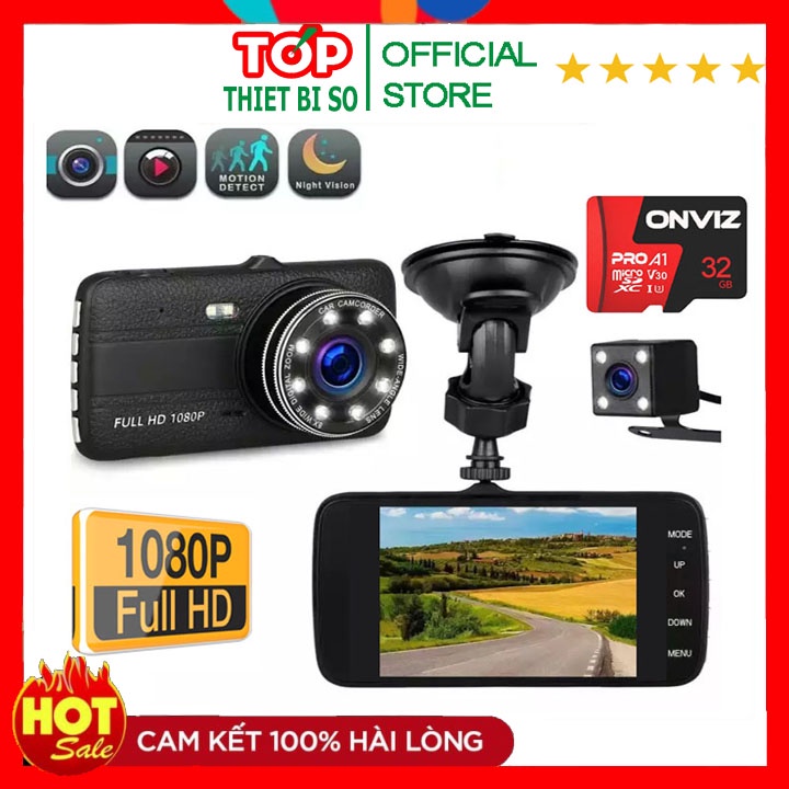 Camera hành trình ô tô ONTEK X004 - 2 mắt camera trước sau ghi hình đa chiều, có chế độ ghi đè