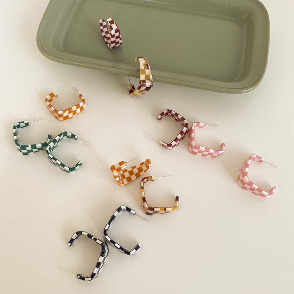 Bông tai hình chữ C làm từ acrylic nhiều màu phong cách Hàn Quốc năng động dành cho nữ