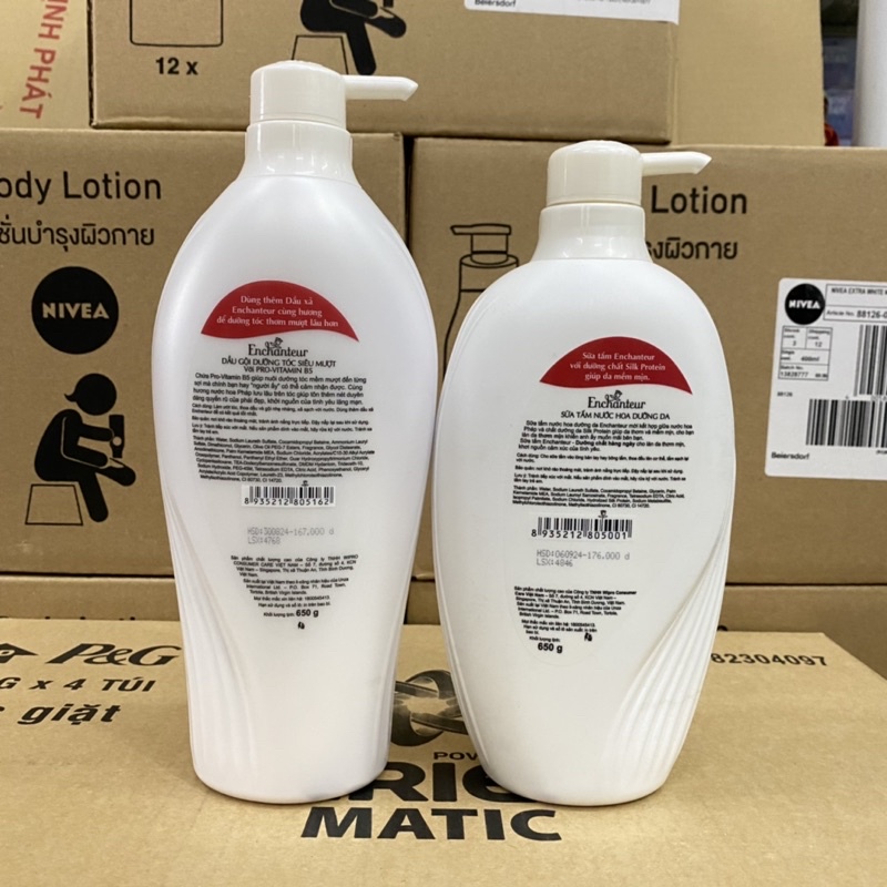 Dầu gội và sữa tắm Enchanteur sensation hương nước hoa 650g /1 chai