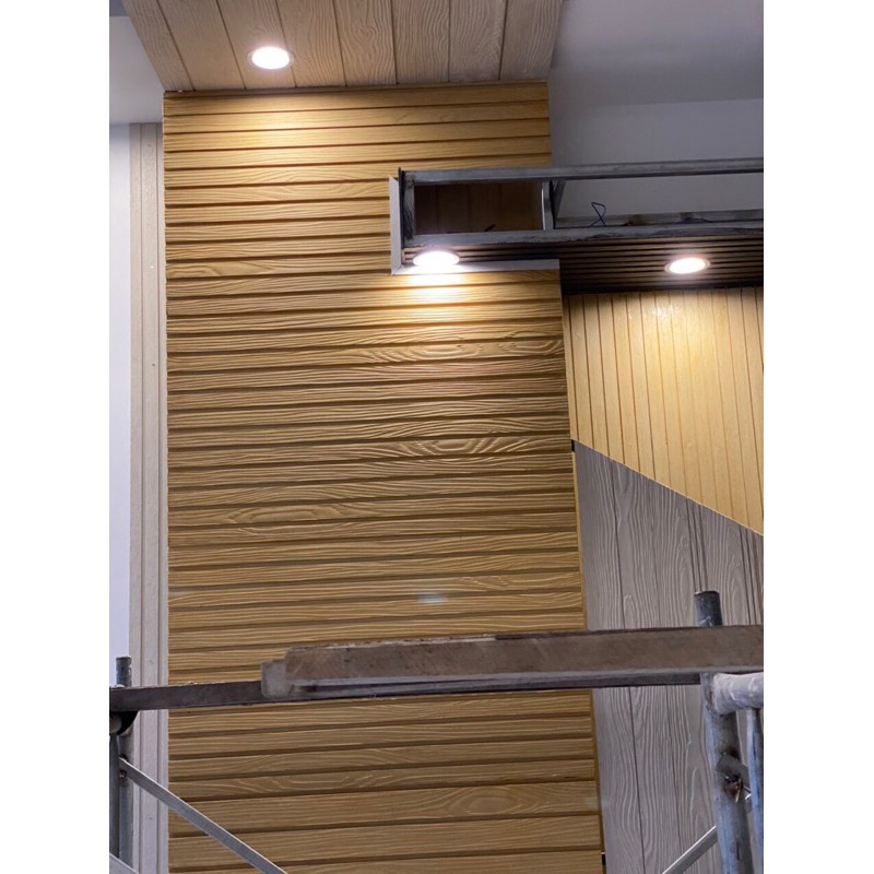 ốp tường vân gỗ có sọc bằng thanh xi măng giả gỗ