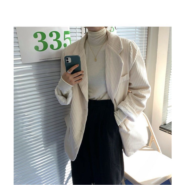 Áo Khoác Nhung Blazer, Khoác Blazer Nhung Sợi Tăm Form Rộng Phong Cách Hàn Quốc