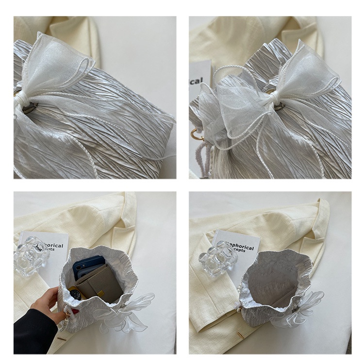 Túi Xách Đeo Vai Dây Rút Đính Nơ Thời Trang Nữ Tính