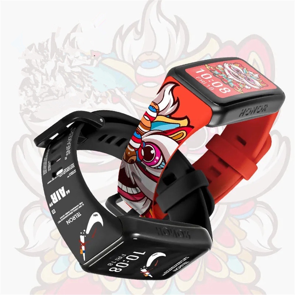 Dây đeo đồng hồ thông minh bằng silicon in họa tiết thời trang thay thế cho huawei band 6/honor band 6