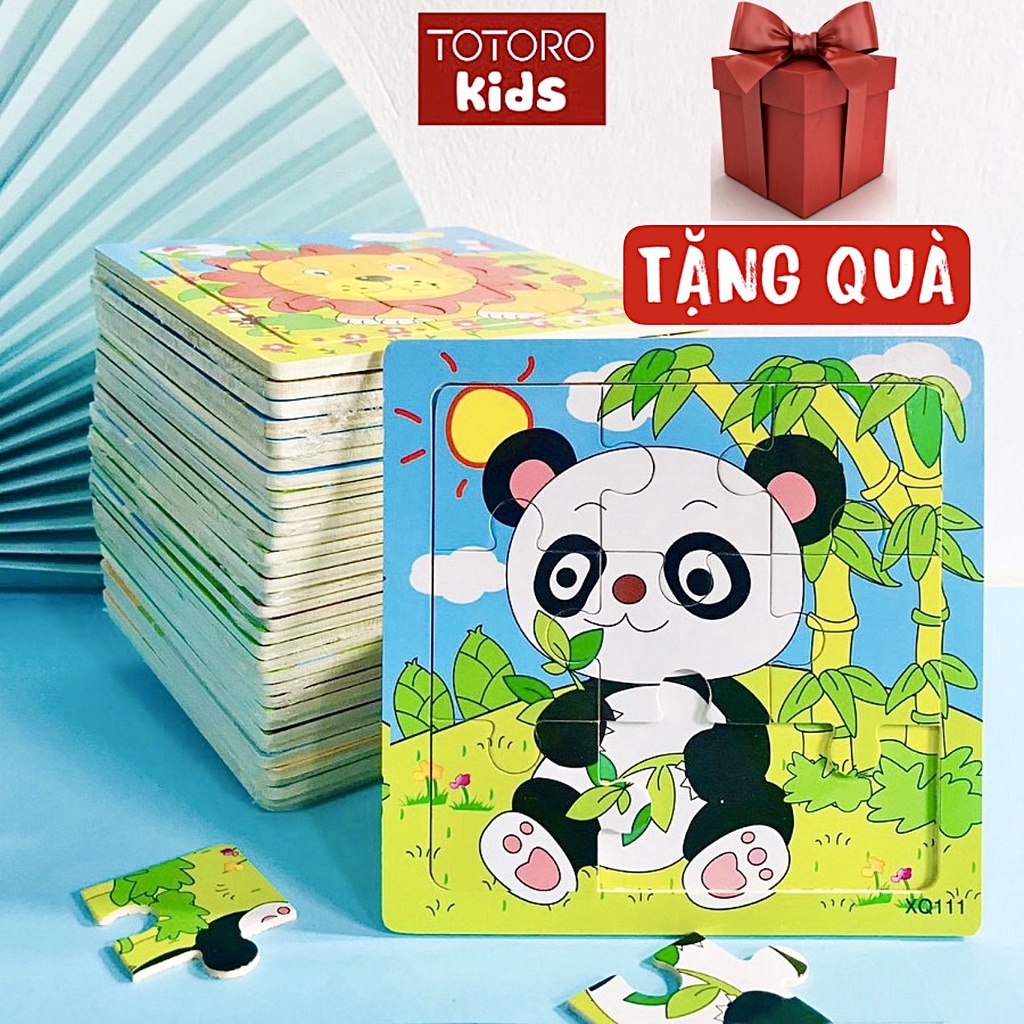 Tranh ghép hình lego 9 mảnh TOTOROKIDS tranh gỗ cho bé 2 3 4 tuổi đồ chơi xếp hình phát triển trí tuệ thông minh