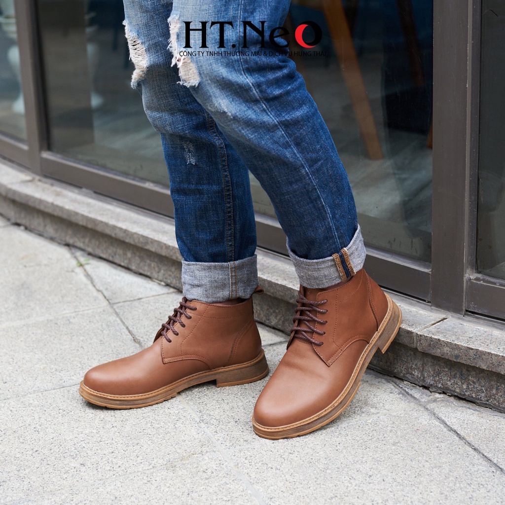 Giày boot nam HT.NEO Da bò thật 100%, đế đúc cao su nguyên khối chống trơn trượt, phong cách mạnh mẽ bụi bặm DN32-VB | BigBuy360 - bigbuy360.vn