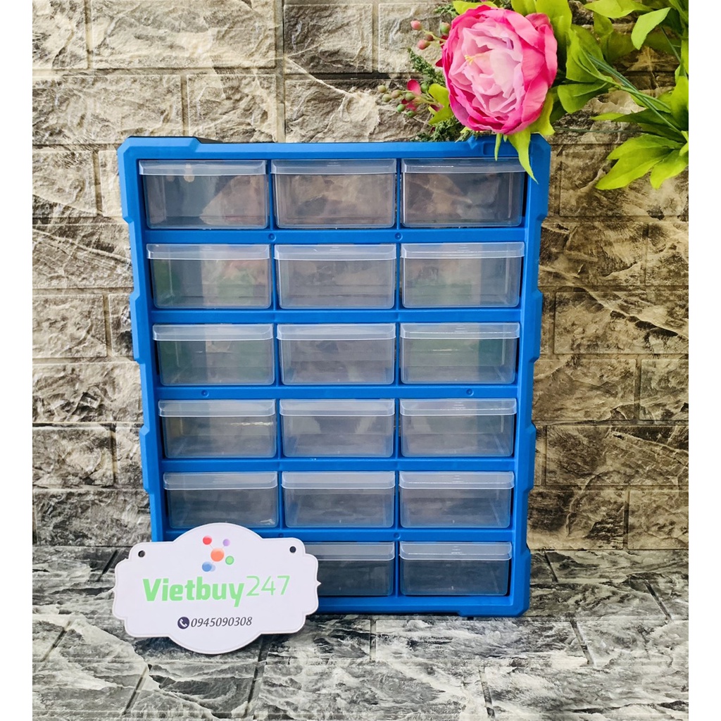 Tủ đựng linh kiện 18 ngăn treo tường đựng linh kiện, lego, thiết bị điện tử, kim chỉ, vật tư ngành may, đồng hồ, tattoo