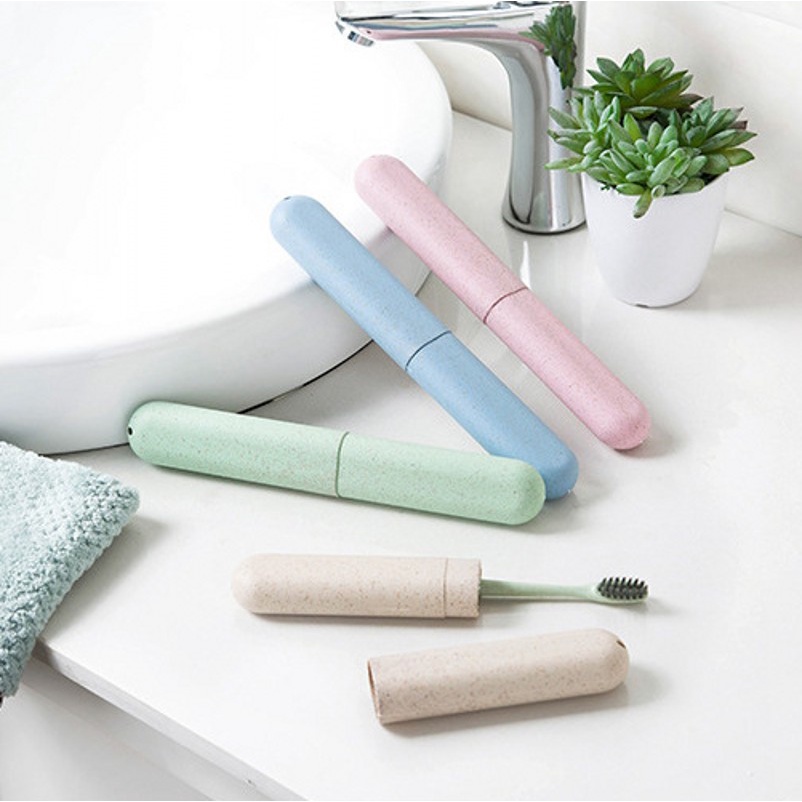 1 Hộp Đựng Bàn Chải Đánh Răng Di Động Bằng Rơm Lúa Mì Đa Năng Chống Bụi Cho Hoạt Động Ngoài Trời