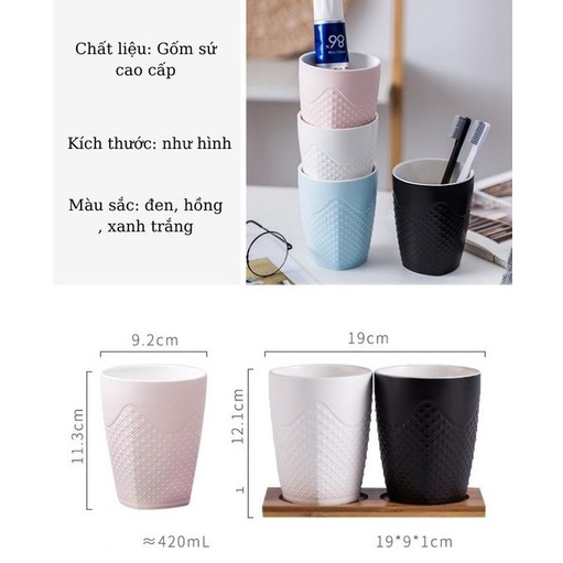 Cốc Đựng Bàn Chải Đánh Răng 420ml Chất Liệu Gốm Sứ Cao Cấp Trong Nhà Tắm Khách Sạn