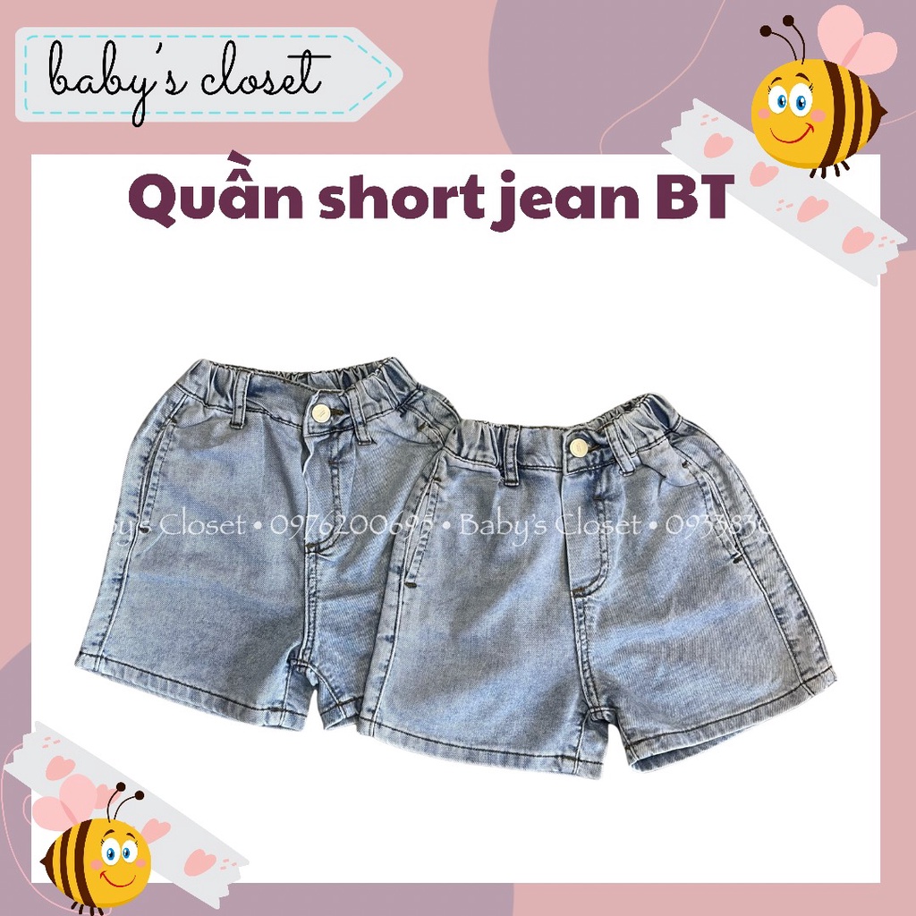 Quần short jean cho bé trai BABY'S CLOSET -Quần jean bò đùi trơn cho bé từ 1-5tuổi mặc đi học, đi chơi năng động,cá tính