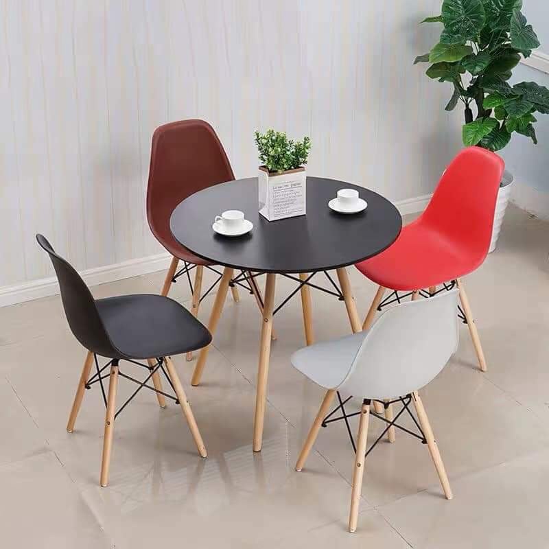 Bàn tròn nhập khẩu Eames mặt gỗ MDf phun sơn cao 72 cm, bàn cà phê