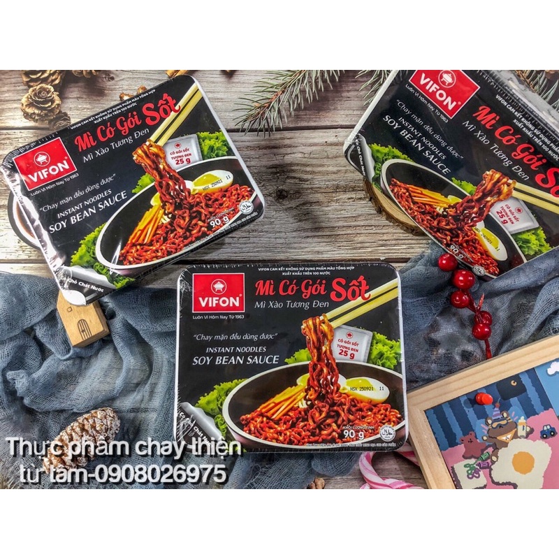 Mì Tương Đen Chay Vifon Sốt Tương Đen Chuẩn Hàn Hộp 90G