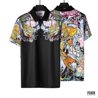 Áo thun nam Polo cổ bẻ họa tiết cá rồng Koi & Dragon chất Poly cá sấu thoáng mát co dãn - FEAER DENIM