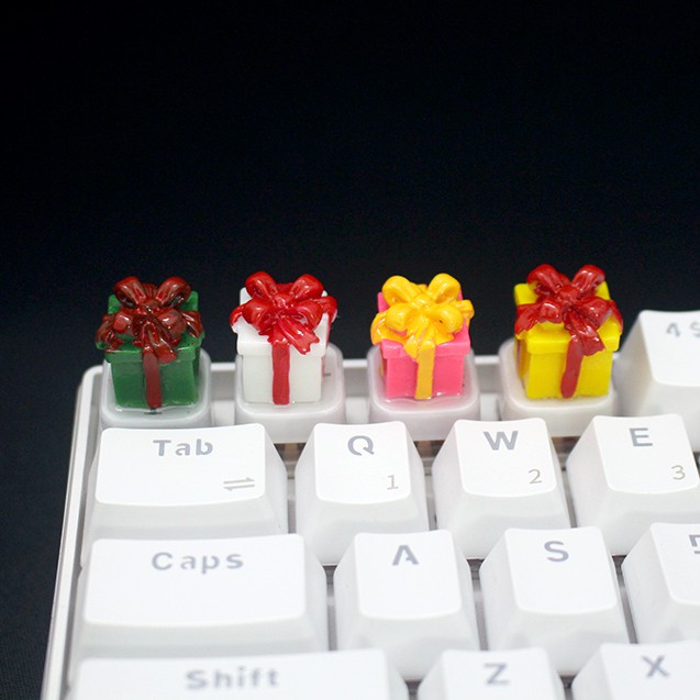 Keycap lẻ hình cây thông noel hộp quà và bánh kem siêu dễ thương( Keycap Artisan )