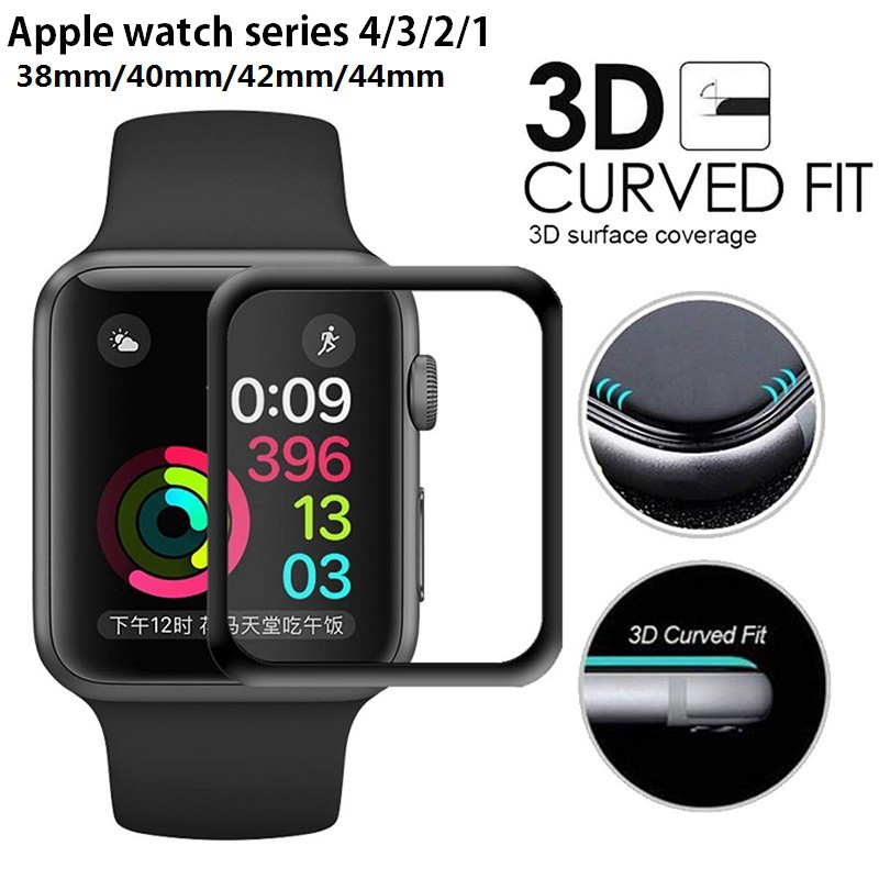 Tấm bảo vệ màn hình bằng kính cường lực của Apple Watch 38/40/42/44mm Full Cover cong 3D cho iWatch Series 1/2/3/4/5/6 SE