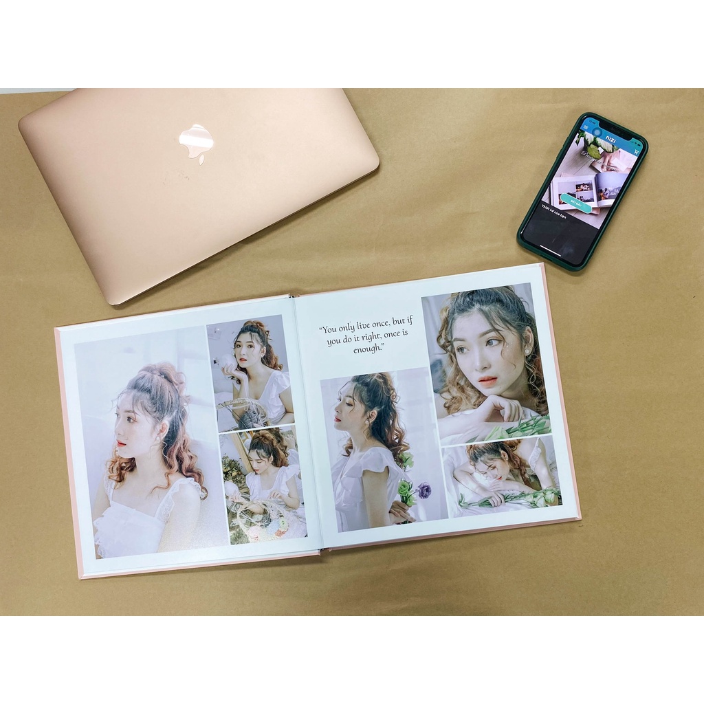 In sách ảnh theo yêu cầu bìa cứng 30 trang 20 x 20cm - In mở phẳng 4K siêu nét trên app NIZI